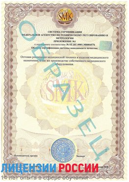 Образец сертификата соответствия (приложение) Нижний Тагил Сертификат ISO 13485